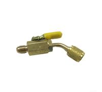 Adattatore valvola a sfera HVAC in ottone per R32 R454B C (giallo) | Converte 1/4 SAE-LH per flare, adatto per r32 R454A/B/C, connessione sicura del cilindro, compatibile con apparecchiature di