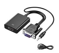 Adattatore VGA a HDMI con Audio e Alimentazione USB, Convertitore 1080P VGA Maschio a HDMI Femmina per Computer, PC, Computer Portatile, Monitor, HDTV - Cavo Audio e USB Inclusi