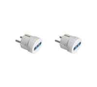 Adattatore Viaggio/Domestico da Bipasso 2P+T 10A 16A a Spina Schuko Tipo F 16A 2 pin, Dimensione Compatto 3.5cm (2 Pezzi, Bianco)