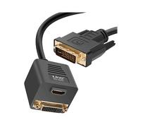 LinQ, Adattatore da DVI-D maschio a DVI-D femmina e HDMI femmina 33 cm, Nero