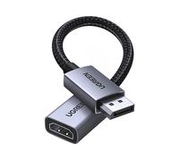 ADATTATORE VIDEO UGREEN DP133, da DisplayPort a HDMI, 20 cm, Nylon, Argento, Nerocolo