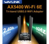 Adattatore WiFi USB WAVLINK AX5400 adattatore di rete Wireless Tri-band 2.4/5/6GHz con antenne ad alto guadagno 4 x5dbi per Windows 10/11