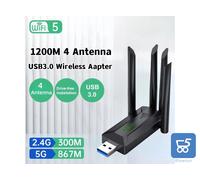 Adattatore WiFi USB3 AC1200 per PC Laptop 2,4G 5G Supporto dongle WiFi MU-MIMO
