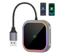 Adattatore Wireless 2 in 1 per CarPlay & Android Auto, Adattatore CarPlay Wireless con Luci RGB a Controllo Vocale, Plug & Play Adattatore USB/Type-C senza fili Compatibile con iOS 10+ e Android 11+