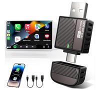 Adattatore wireless Android Auto e CarPlay 2 in 1, 2026 aggiornato UK Apple Car Play Dongle [Mini, senza latenza, connessione automatica] Converti cablato a wireless tramite USB-A/C, Plug & Play