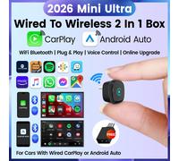 Adattatore Wireless CarlinKit 5.0 Mini Ultra per Android Auto e CarPlay, Connessione Automatica Plug & Play per Auto con CarPlay e Android Auto Cablato, Smart Car Box