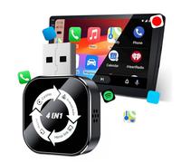 Adattatore Wireless CarPlay 4-in-1 con Auto-Connessione, Plug & Play USB Dongle per An-droid Auto e Schermo Mirroring, Convertitore per Navigazione, Musica e Chiamate su iPhone e An-droid