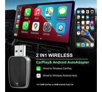 Adattatore wireless CarPlay per iPhone, dongle USB-A/C Plug & Play per oltre 2016 auto, connessione automatica, conversione da cavo in wireless YELLOW
