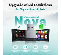 Adattatore Wireless Ottocast Mini NOVA CarPlay Android Auto 2 in 1, Accessori Auto per Mappe, Musica, Chiamate, Messaggi, Nuovi Arrivi 2026