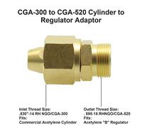 Adattatori da cilindro a regolatore acetilene CGA-200 CGA-300 CGA-510 e CGA-520