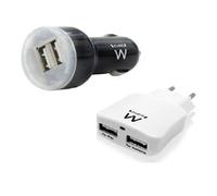 Adattatori kit ricarica da auto e casa usb 2porte 12-24v -100-240v