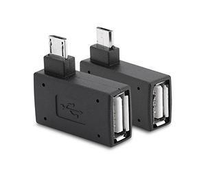 Adattatori OTG Zerone da Micro USB 2.0 Maschio a Micro USB Femmina ad Angolo Retto (90°), Confezione da 2, Compatibili con Smartphone Android, Tablet e Dispositivi Micro USB