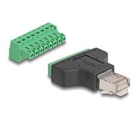 Adattatori per inversione del genere dei cavi DELOCK Adattatore RJ45 maschio Morsettiera a 8 pin 2 parti 3,81 mm