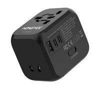 Adattatori universale da Viaggio, Adattatore da viaggio in tutto il mondo, USB A e 2 USB C PD 20W, 2500W AC con fusibili doppi, Adattatore di rete internazionale per US UK EU Cina, Francia, Germania