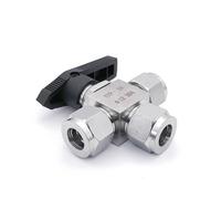 Adatto a 3/4/6/8/10/12-20 mm 1/8" 1/4" 3/8" 1/2" OD tubo Tee L-Port valvola a sfera di compressione 304 acciaio inox acqua gas olio (6,35 mm)