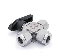 Adatto a 3/4/6/8/10/12-20 mm 1/8" 1/4" 3/8" 1/2" OD tubo Tee L-Port valvola a sfera di compressione 304 acciaio inox acqua gas olio 915 PSI (dimensioni: 10 mm)