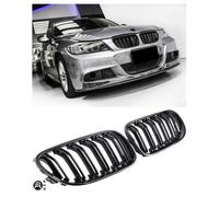 ADATTO A BMW E90 E91 DAL 08 SPORT GRIGLIA RADIATORE DOPPIO PONTE NERO LUCIDO