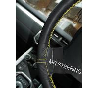 Adatto a Peugeot 406 95-04 Vera Pelle Volante Cover Giallo Doppio Cuciture