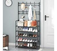 Adatto a scene diverse, portaoggetti per pavimenti comprende la scarpa da scarpe di grande capacità e lo stoccaggio per abbigliamento e cappello, per tutti. nero Five layers 80cm