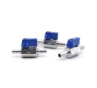 Adatto for 7 8 10 12 mm, portagomma uguale, mini valvola a sfera sanitaria for birra fatta in casa, acciaio inossidabile SUS 304 con blu, 1 pezzo(Fit 12mm ID Hose)