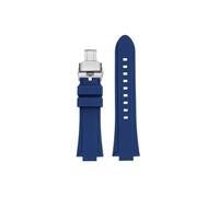 Adatto for Casio Edifice EFB-680 ECB-10PB/DP/YD/HR GST-B400 26x14mm 26x12mm Cinturino for orologio in silicone(Blue-silver Folding buckle,12mm Convex)