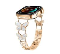 Adatto for Huawei Fit5/5pro/3/4 Accessori for orologi con bracciale a doppia farfalla con diamanti intarsiati in metallo(Rose gold-01)