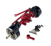 Adatto for MJX 1/18 H18P RC Auto Modifica in Metallo aggiornamento Gruppo assale Anteriore con contrappeso e Set di Bracci servo rinforzati(Rood)