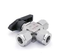 Adatto for valvola a sfera di compressione a T con porta a L for tubo da 3/4/6/8/10/12-20 mm, 1/8" 1/4" 3/8" 1/2" OD, acciaio inossidabile 304, acqua, gasolio(14mm)