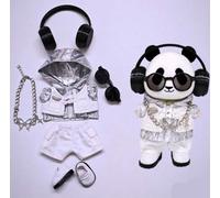 Adatto per bambole alla moda da 17 cm, vestiti, pantaloni, gonne, occhiali, cappelli, scarpe, accessori per auricolari (trench argentato + collana set da 6 pezzi)