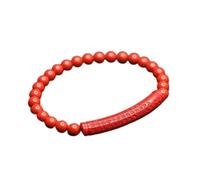 Adatto per braccialetto con perline rosse a forma di cuore cinabro da 6 mm, amuleto vintage di lusso per energia e benessere