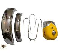 ADATTO PER BSA B25 B44 ACCIAIO GIALLO SERBATOIO E ACCIAIO CROMATO SET PARAFAN...