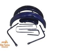 ADATTO PER BSA C10 C11 SET PARAFANGHI ANTERIORI E POSTERIORI IN ACCIAIO BLU...