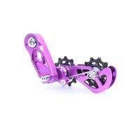 Adatto per catene da velocità MTB ultra fluide con regolazione multi-segmento e doppia guida a molla tenditore puleggia rullo catena(Purple)
