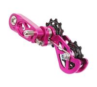 Adatto per catene da velocità MTB ultra fluide con regolazione multi-segmento e doppia guida a molla tenditore puleggia rullo catena(Pink)