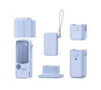Adatto per DJI Pocket 4 Kit di accessori 6 in 1, custodia protettiva in silicone per DJI Osmo Pocket 4, copertura integrale con impugnatura antiscivolo, copriobiettivo e cordino (blu)