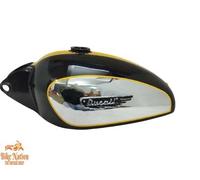 Adatto per Ducati 350Cc Scrambler serbatoio benzina cromato giallo nero + tappo