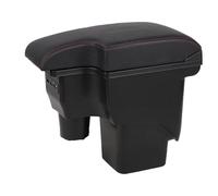 Adatto per Ford per Focus 2 Mk2 Bracciolo per auto Console centrale Scatola portaoggetti Supporto in pelle Interni Bracciolo Universale per Auto(A1 Black red leather)