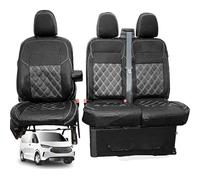 Adatto per: Ford Transit Custom Seat Covers 2024 in poi | conducente e doppio passeggero | Stile in pelle per Mk 2 Ford Transit Custom Seat Cover 2025 | Nessun accesso al vassoio