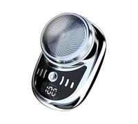 Adatto per rasoio elettrico da viaggio da uomo, ricaricabile tramite USB, con display digitale, per uso domestico e in auto (argento)