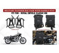 Adatto per Royal Enfield "Borsa militare classica 650 nera con supporto sella"