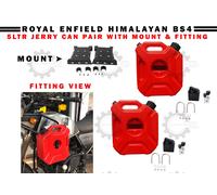 Adatto per Royal Enfield "Himalayan Red 5Ltr Jerry Can Pair With Mount & Fitt...