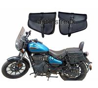 Adatto Per Royal Enfield Meteor 350CC Borse Pannier In Vera Pelle Nere Coppia D2
