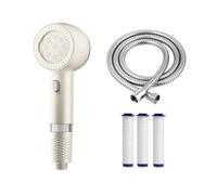 Adatto per soffione doccia portatile con booster d'acqua, filtro universale per bagno e uso domestico (set bianco crema)