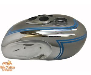 ADATTO PER TRIUMPH T90 5T SPEED TWIN CROMO E ARGENTO CON LINEE BLUE