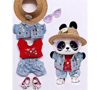 Adatto per vestiti alla moda da 17 cm per bambole, pantaloni, gonne, occhiali, cappelli, scarpe, accessori per auricolari (set da 6 pezzi con cappello di paglia a margherita)