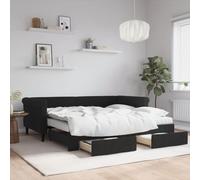 Adaxibro Letto estraibile con cassetti, nero, 90 x 190 cm, in velluto, con rete a doghe e vano portaoggetti, divano letto salvaspazio per la camera degli ospiti e la camera dei ragazzi
