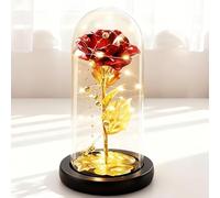 ADAZ Fiori per la festa della mamma, rosa eterna galassia regalo per la sua fidanzata e moglie in cupola di vetro rose artificiali colorate con luce LED per San Valentino, Natale, compleanno