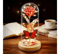 ADAZ Regali per donne, rosa eterna in vetro con luce LED, regalo per la festa della mamma La bella e la bestia rosa regalo per fidanzata, moglie, anniversario, Natale, San Valentino