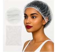Adbeni Cuffia per capelli usa e getta impermeabile per donne e uomini, confezione da 100, in plastica trasparente, per spa, salone, hotel, viaggi e tinture, di alta qualità, per bagno e trattamenti di