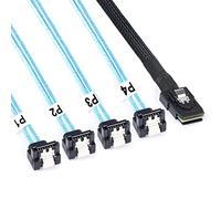 ADCAUDX Cavo da Mini-SAS a SATA: 0,5 m SFF-8087 a SATA Breakout Cavo SFF 8087 a 4 SATA 90 gradi ad angolo retto Mini-SAS Controller a SATA Hard Driver Cavo (1,6 ft)